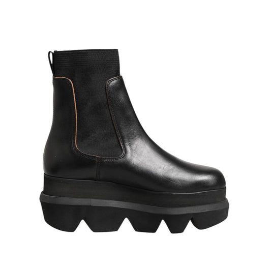 Sacai Black Chelsea Leather Pull On Women Ankle Boots Shoes LA12617-40
