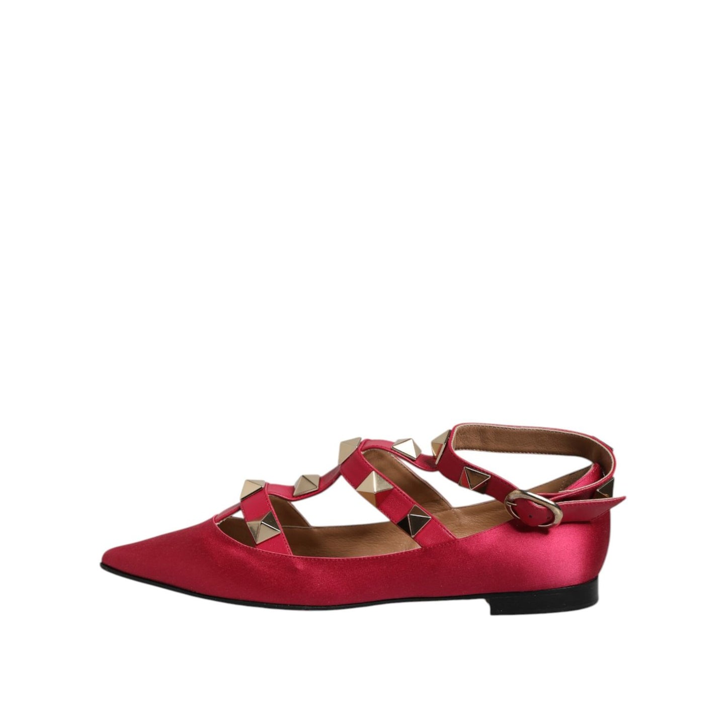 Prosperine Red Gold Studded Pointed Toe Ballet Flats Shoes