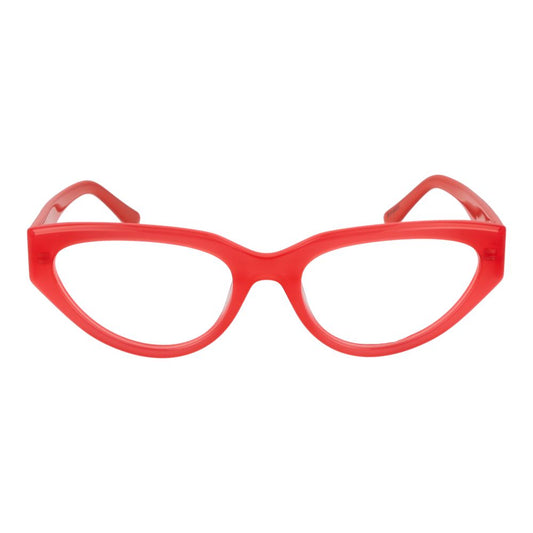 Guess Orange Women Glasses Frame in coral acetate, cat eye full-rim style, 53-18-145 size with demo lenses, includes branded case.