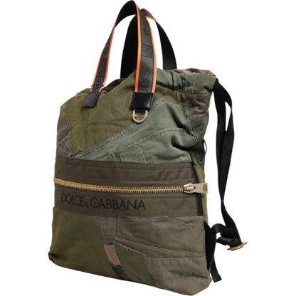 Dolce & Gabbana Military Green Patchwork Rucksack Backpack Bag