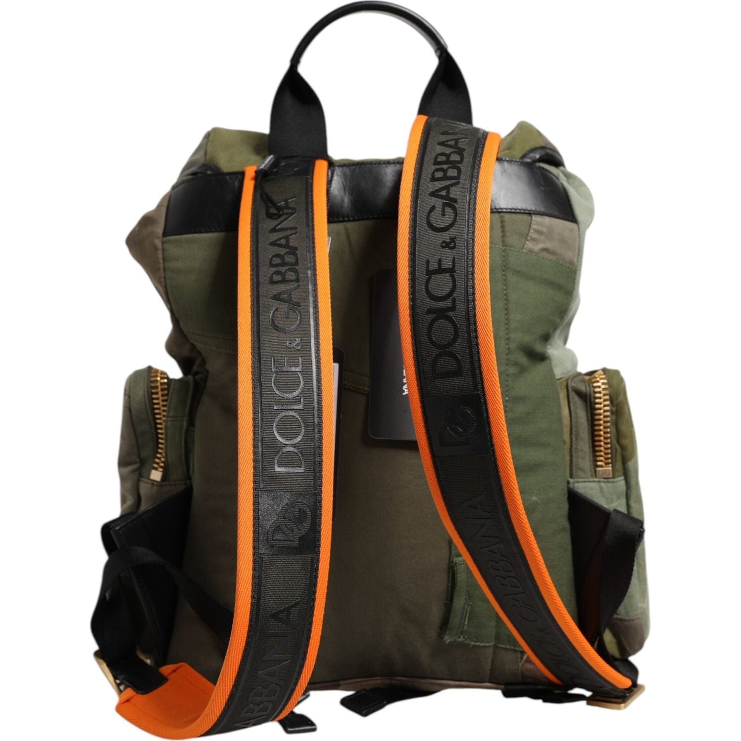 Dolce & Gabbana Military Green Patchwork Rucksack Backpack Bag