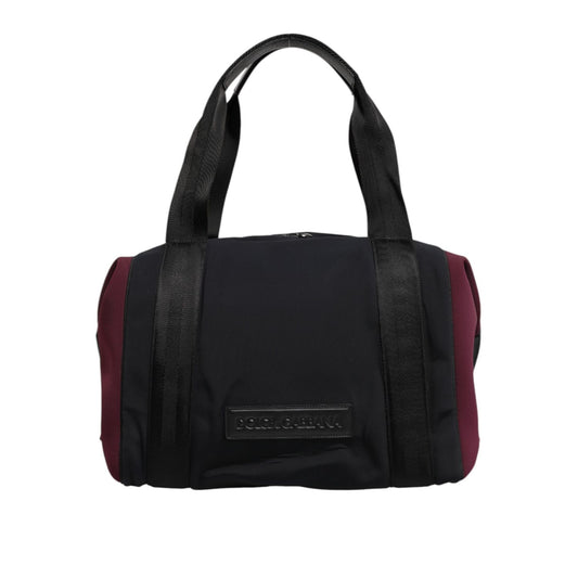 Dolce & Gabbana Black Maroon Hand Shoulder Duffel Travel Bag