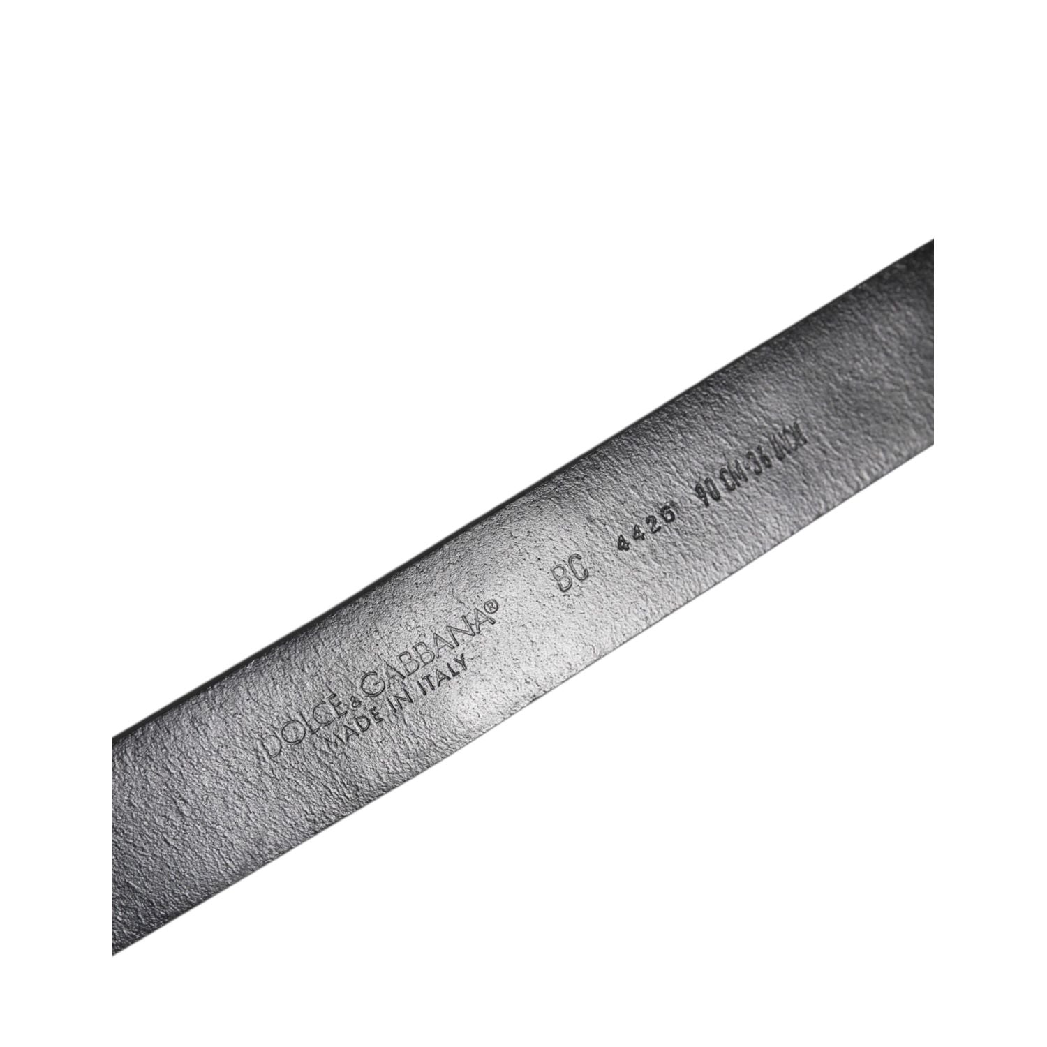 Dolce & Gabbana Black Studded Leather Metal Logo Buckle Belt