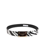 Dolce & Gabbana Black White Zebra Gold Metal Logo Buckle Belt BEL9410-95