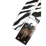 Dolce & Gabbana Black White Zebra Gold Metal Logo Buckle Belt BEL9410-95