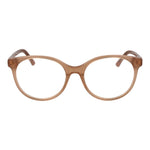 Guess Beige Women Glasses Frame in acetate, full-rim round style with demo lenses, size 55-18-140, includes branded case.