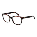 Guess Brown Women Glasses Frame, full-rim brown butterfly style, plastic material, spring hinge, size 52-15-140, includes branded case.