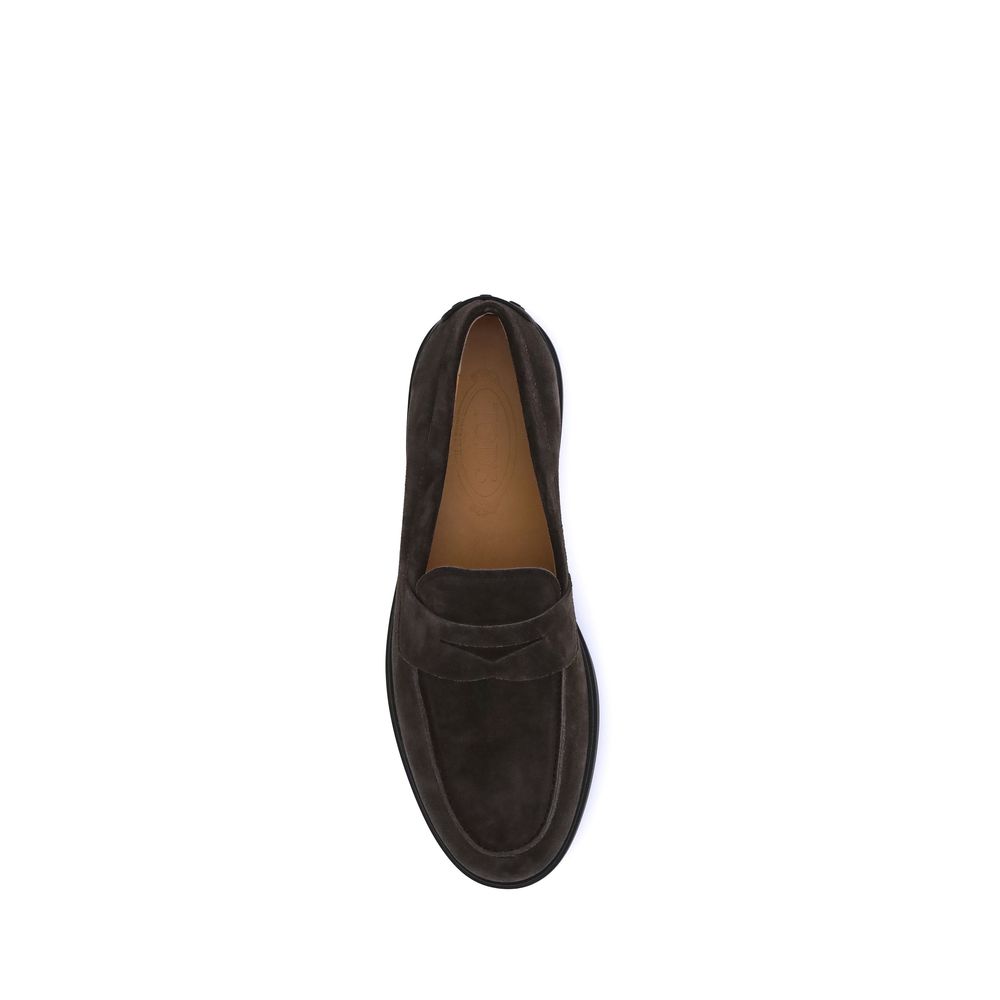 Tod's Brown Calf Leather Bos Taurus Slip-On Loafers
