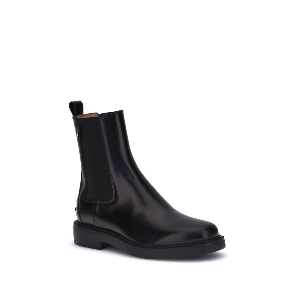 Tod's Black Calf Leather Bos Taurus Chelsea Boots