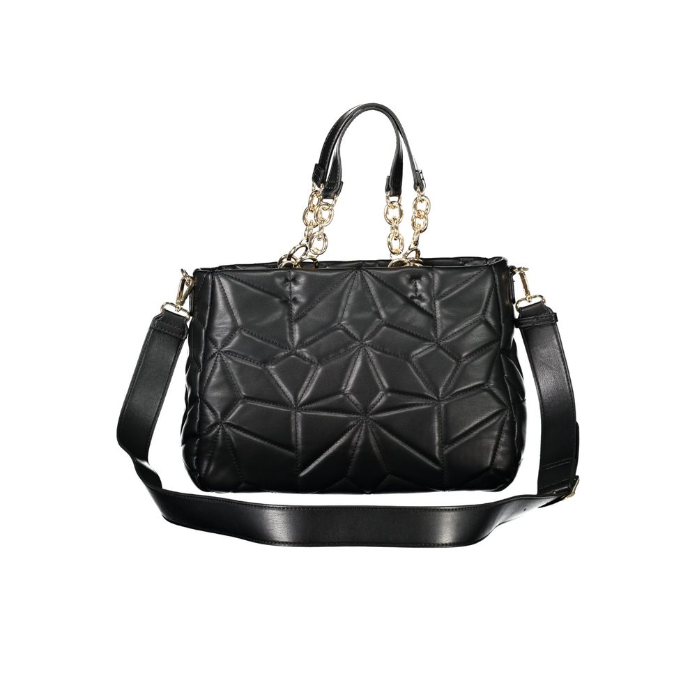 Mario Valentino Black Polyethylene Women Handbag with chain handles and adjustable strap