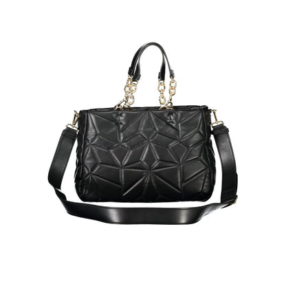 Mario Valentino Black Polyethylene Women Handbag with chain handles and adjustable strap