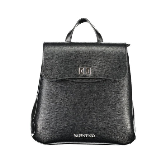 Mario Valentino Black Polyethylene Women Backpack with adjustable handle and removable shoulder straps.