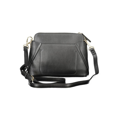 Mario Valentino Black Polyethylene Women Handbag with adjustable strap, eco-friendly design, perfect for day to night transition.