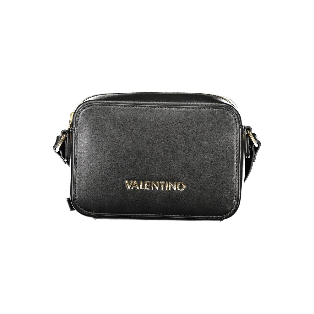 Mario Valentino Black Polyethylene Women Handbag with adjustable shoulder strap and iconic logo