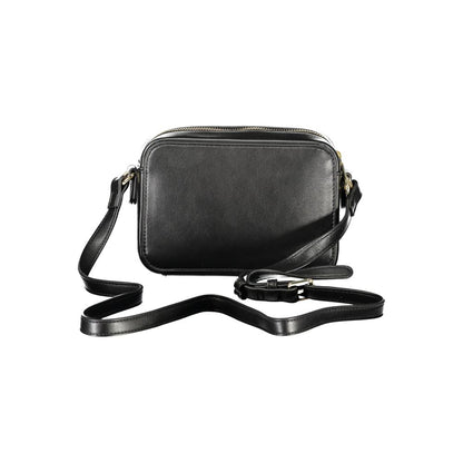 Mario Valentino Black Polyethylene Women Handbag with adjustable shoulder strap and iconic logo, stylish and functional for any ensemble.