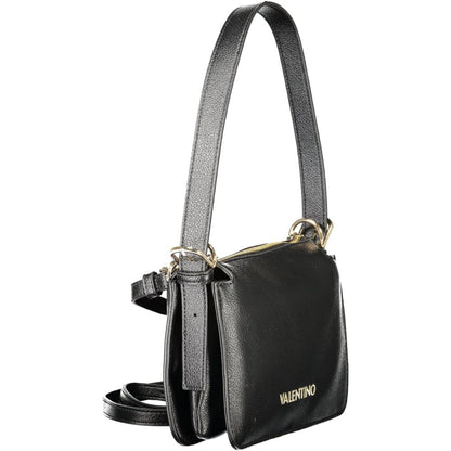 Mario Valentino Black Polyethylene Women Handbag with adjustable strap and zip closure for secure and stylish organization.