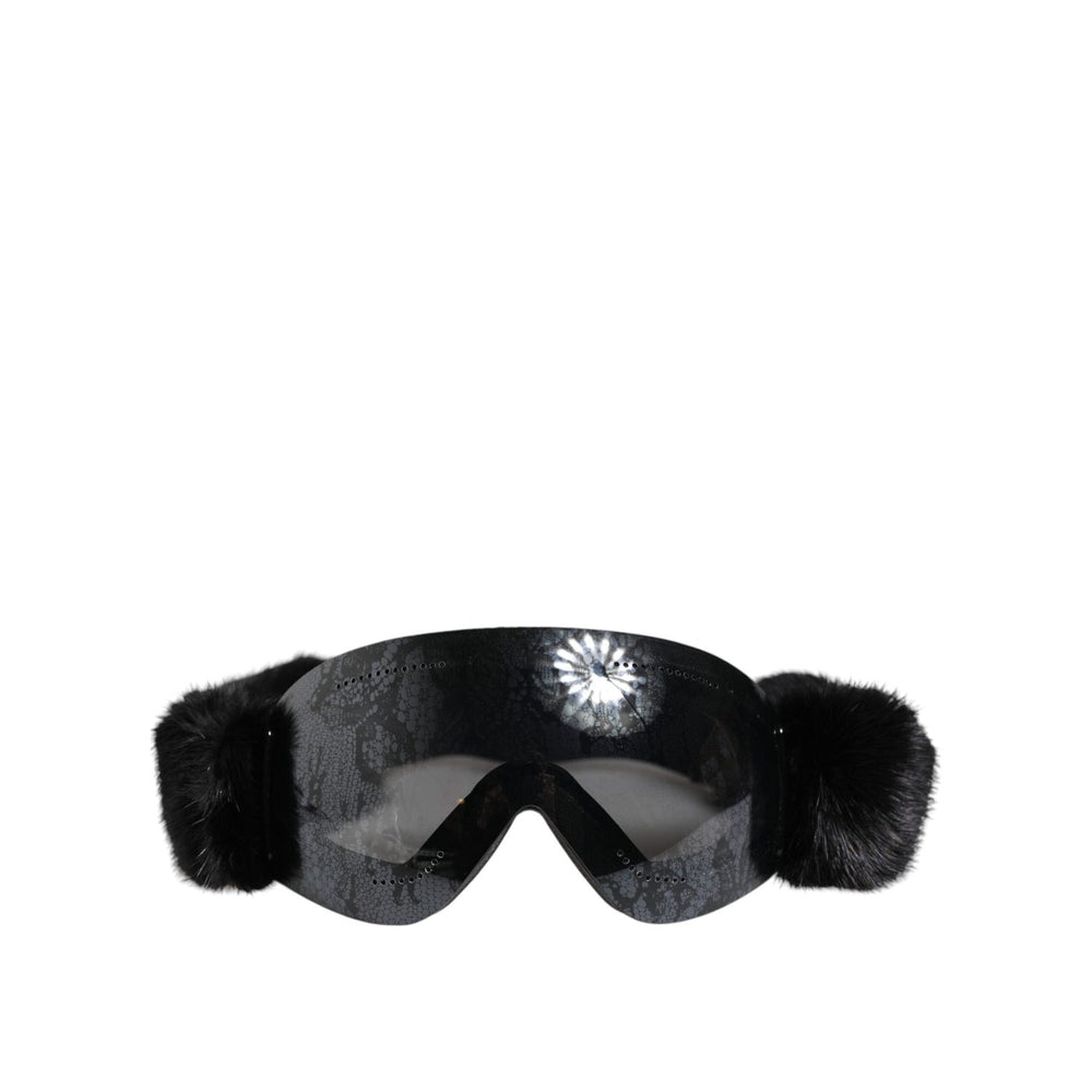 Dolce & Gabbana Black Bi0759 Lace Mirrored Ski Goggles Mask Sunglasses GLA1364
