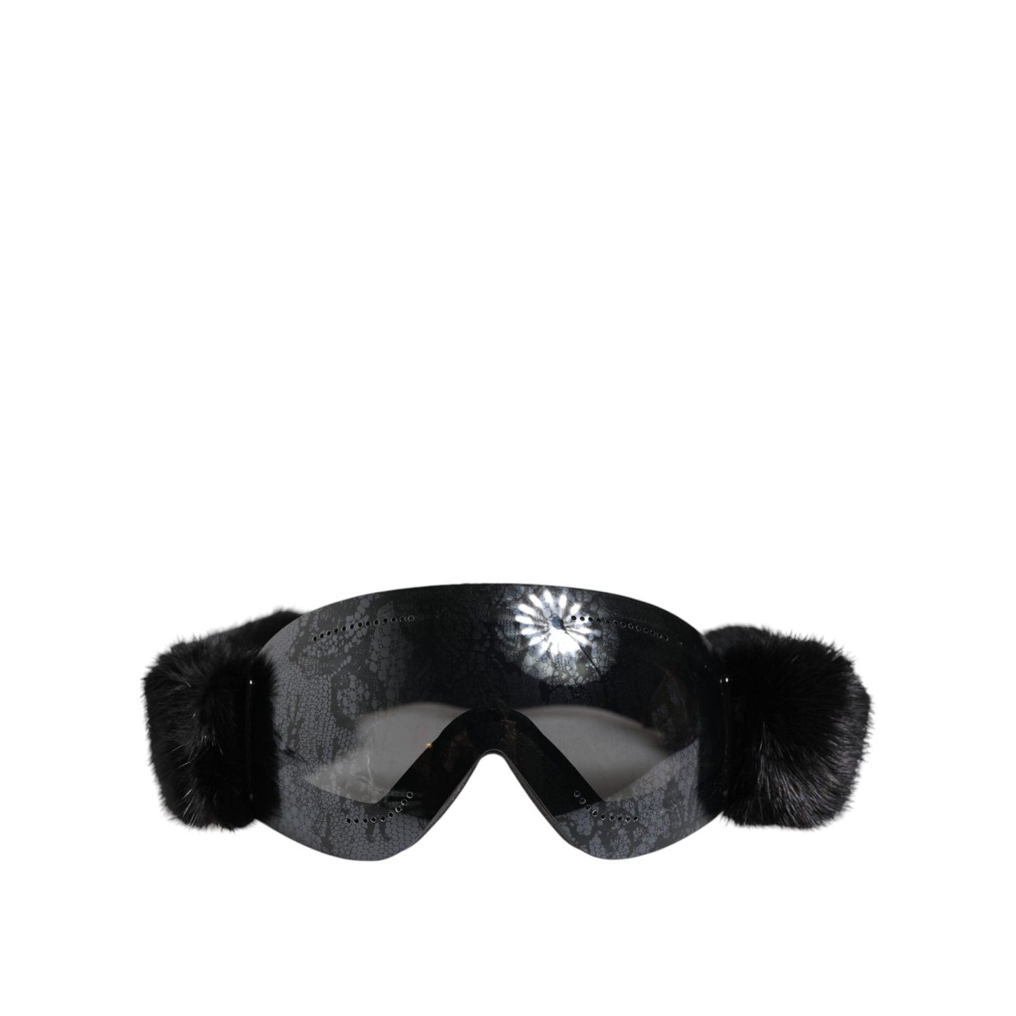 Dolce & Gabbana Black Bi0759 Lace Mirrored Ski Goggles Mask Sunglasses GLA1364