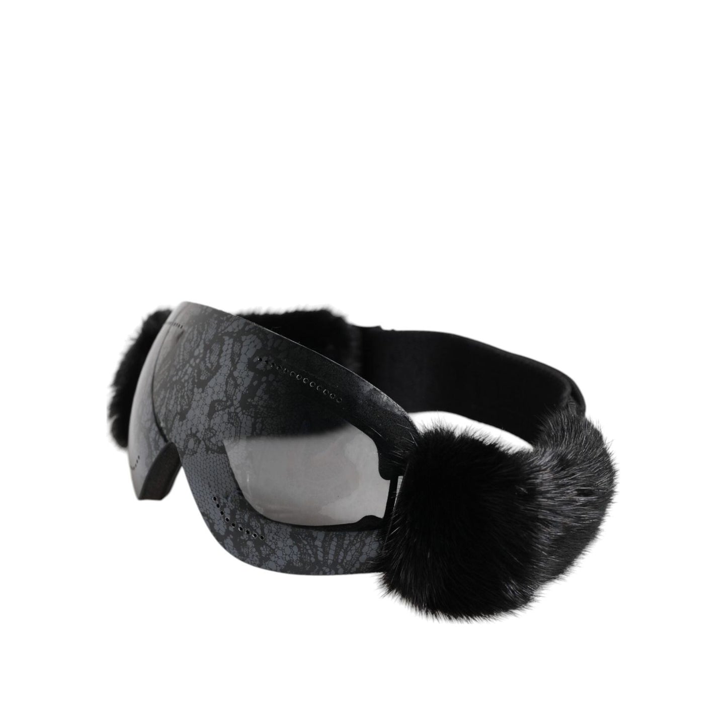Dolce & Gabbana Black Bi0759 Lace Mirrored Ski Goggles Mask Sunglasses GLA1364