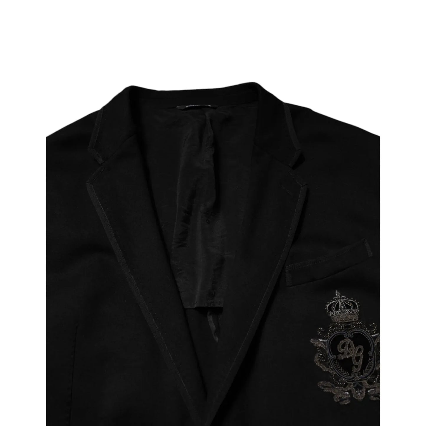 Dolce & Gabbana Black Viscose DG Crown Blazer Coat Jacket