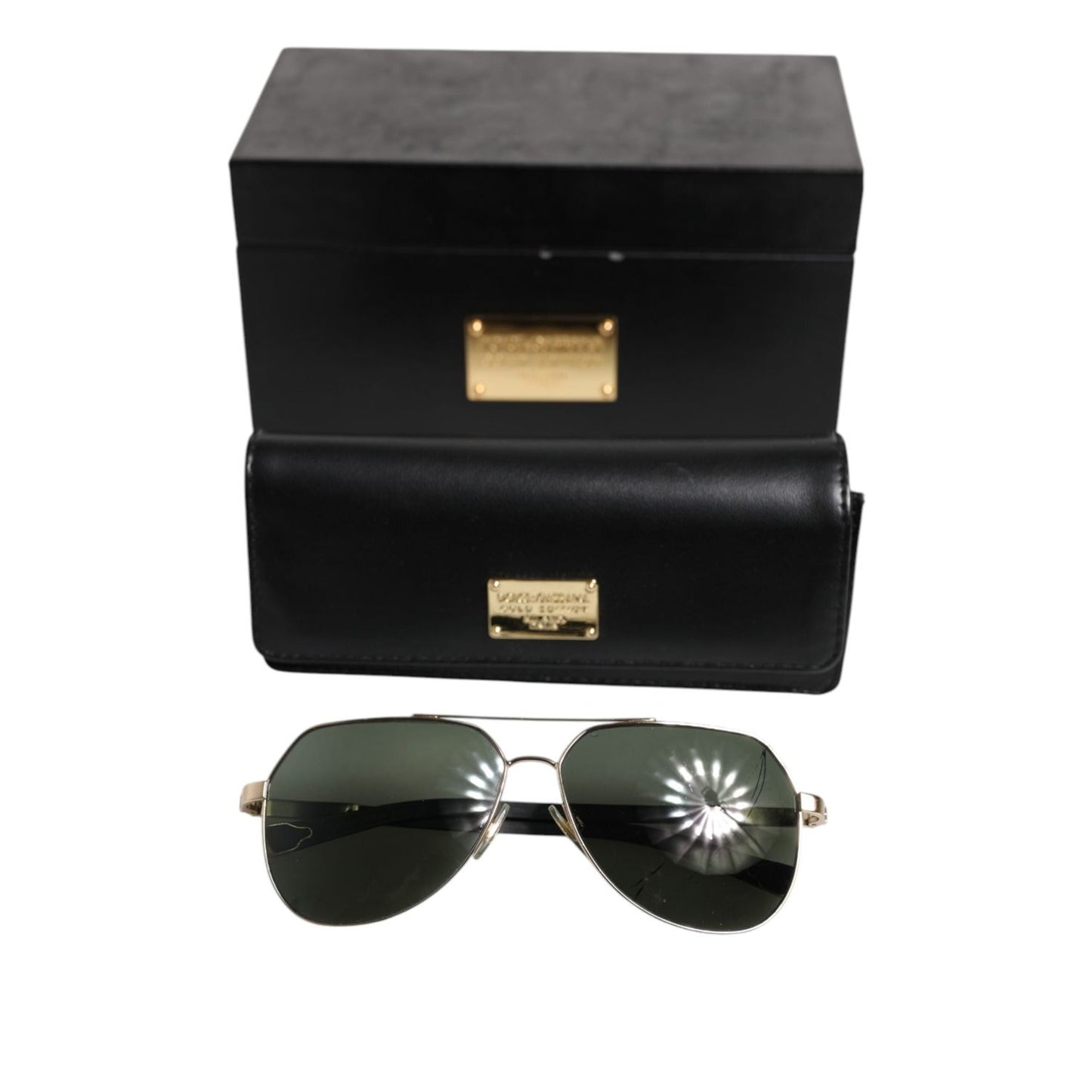 Dolce & Gabbana Black 18K Gold Plated Polarized Steel DG2133K Sunglasses GLA1382