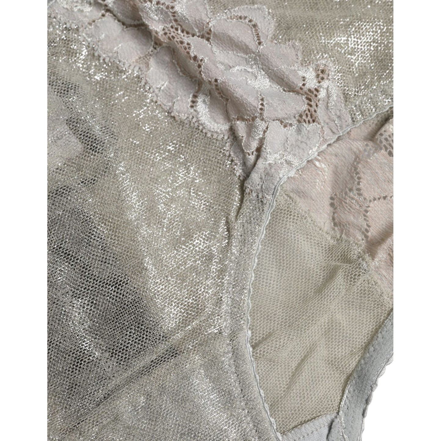 Dolce & Gabbana Gray Cotton Floral Lace High Waist Panty Underwear BIK1302-2