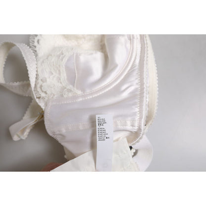 Dolce & Gabbana White Silk Underwired Balconette Bra Underwear