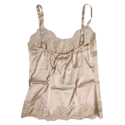 Dolce & Gabbana Beige Lace Silk Satin Tank Lingerie Underwear