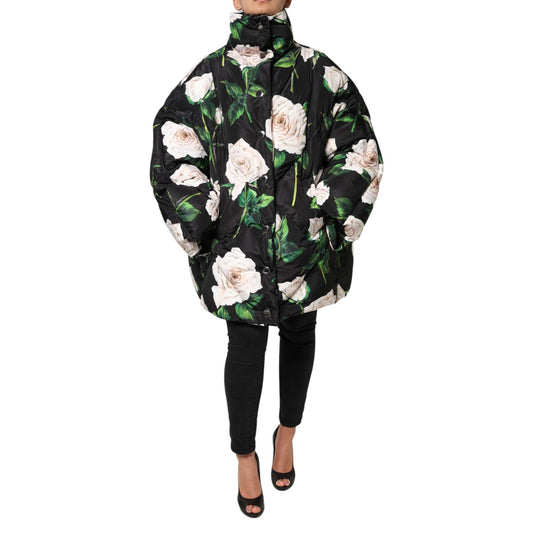 Dolce & Gabbana Black Floral Print Puffer Quilted Jacket JKT41496-46