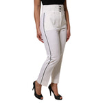 Dolce & Gabbana White Wool High Waist Tapered Pants PAN76555-46