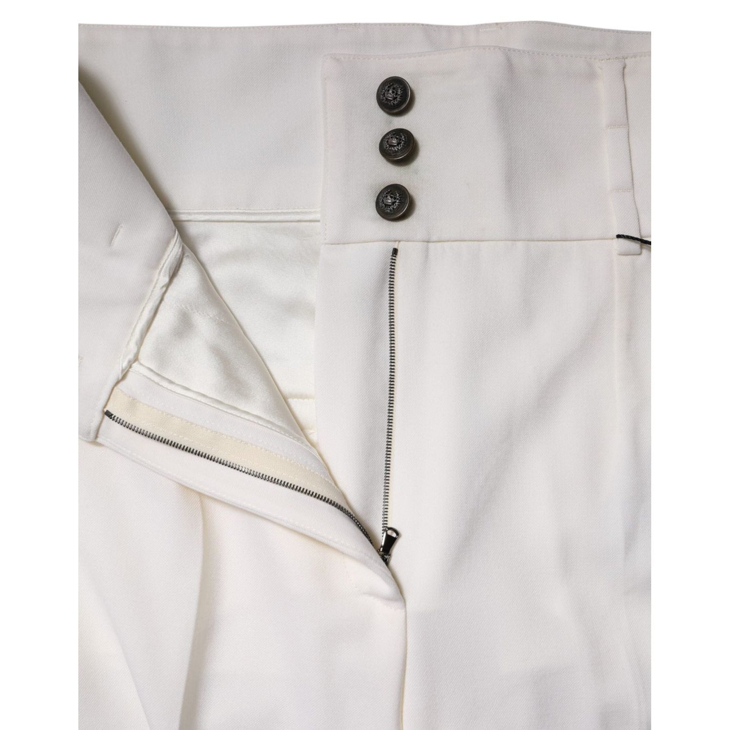 Dolce & Gabbana White Wool High Waist Tapered Pants PAN76555-46