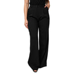 Dolce & Gabbana Black Wool High Waist Wide Leg Pants PAN76556-40