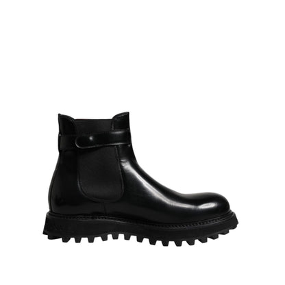 Dolce & Gabbana Black Belted DG Logo Men Chelsea Boots Shoes