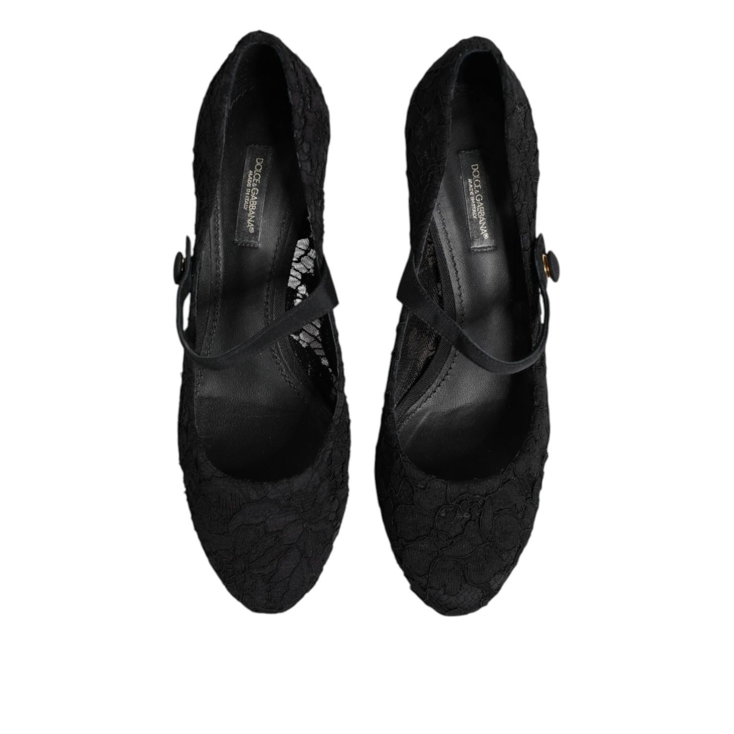 Dolce & Gabbana Black Mary Jane Taormina Lace Pumps Shoes