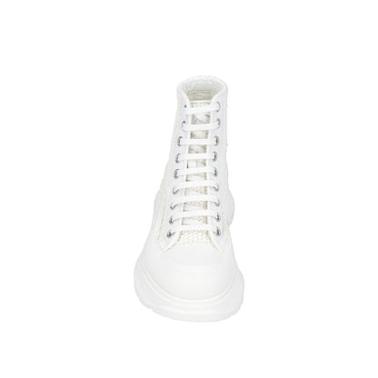Alexander McQueen White Raffia High Top Sneakers