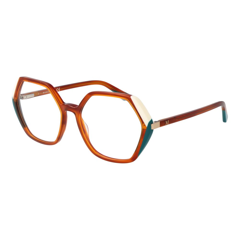 Marciano by Guess Brown Women Glasses Frame, geometric full-rim acetate with demo lenses, size 55-17-140, includes branded case.