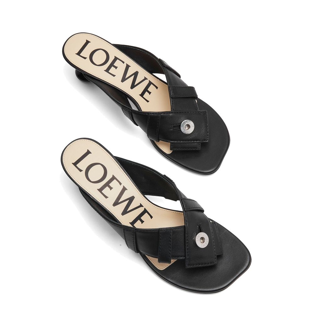 Loewe Black Lamb Leather Strap-On Sandals