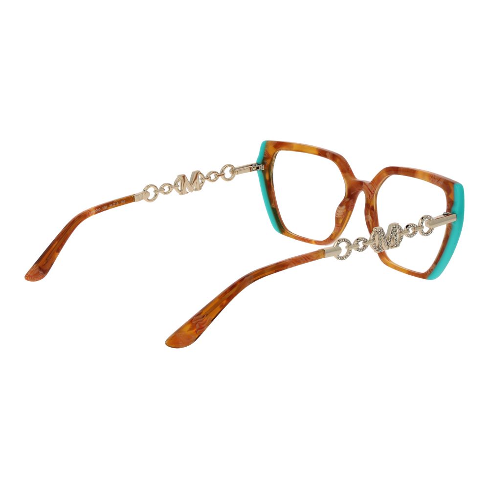 Marciano by Guess Brown Women Glasses Frame with acetate material, full-rim style, demo lenses, and branded case included, trapezium shape.
