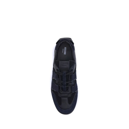 Moschino Black Calf Leather Bos Taurus Athletic Sneakers