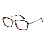 Guess Brown Men Glasses Frame in stainless steel with rectangular full-rim design, demo lenses, and branded case included.