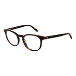 Guess Brown Men Glasses Frame, full-rim acetate with round style, demo lenses, and spring hinge, frame width 135mm.