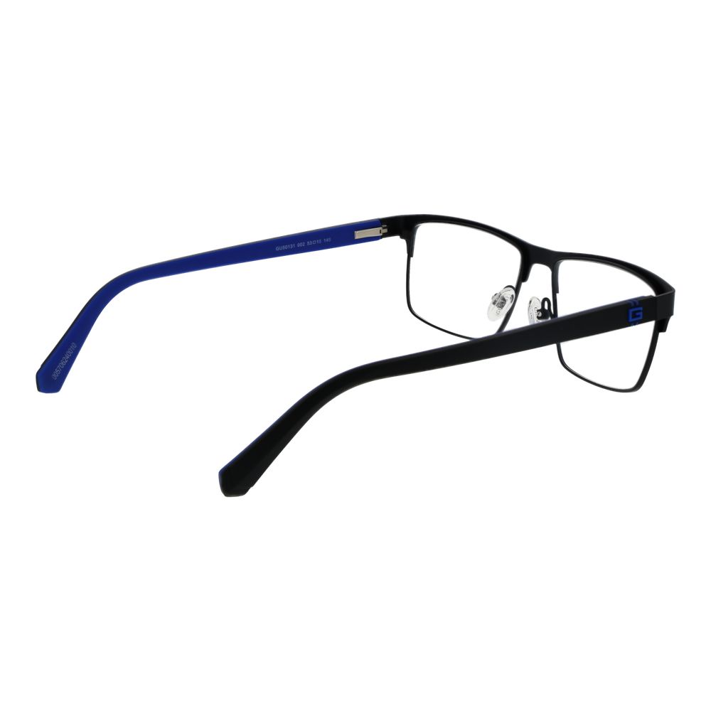 Guess Black Metal Glasses (Frames) for men in full-rim browline style with black metal frame and plastic demo lenses.