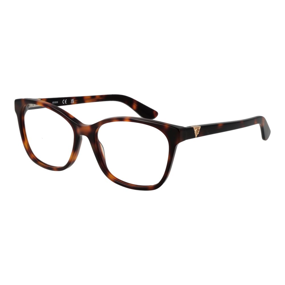 Guess Brown Women Glasses Frame in acetate, full-rim rectangle style, 53-15-140 with spring hinge, includes branded case.
