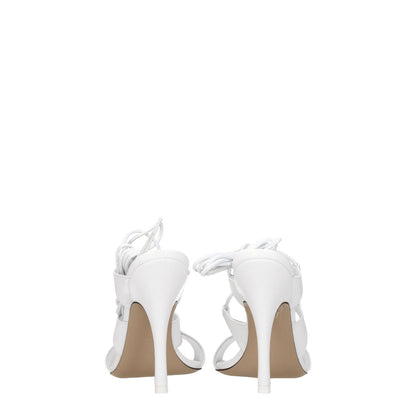 The Attico White Leather Stiletto Heel Sandals