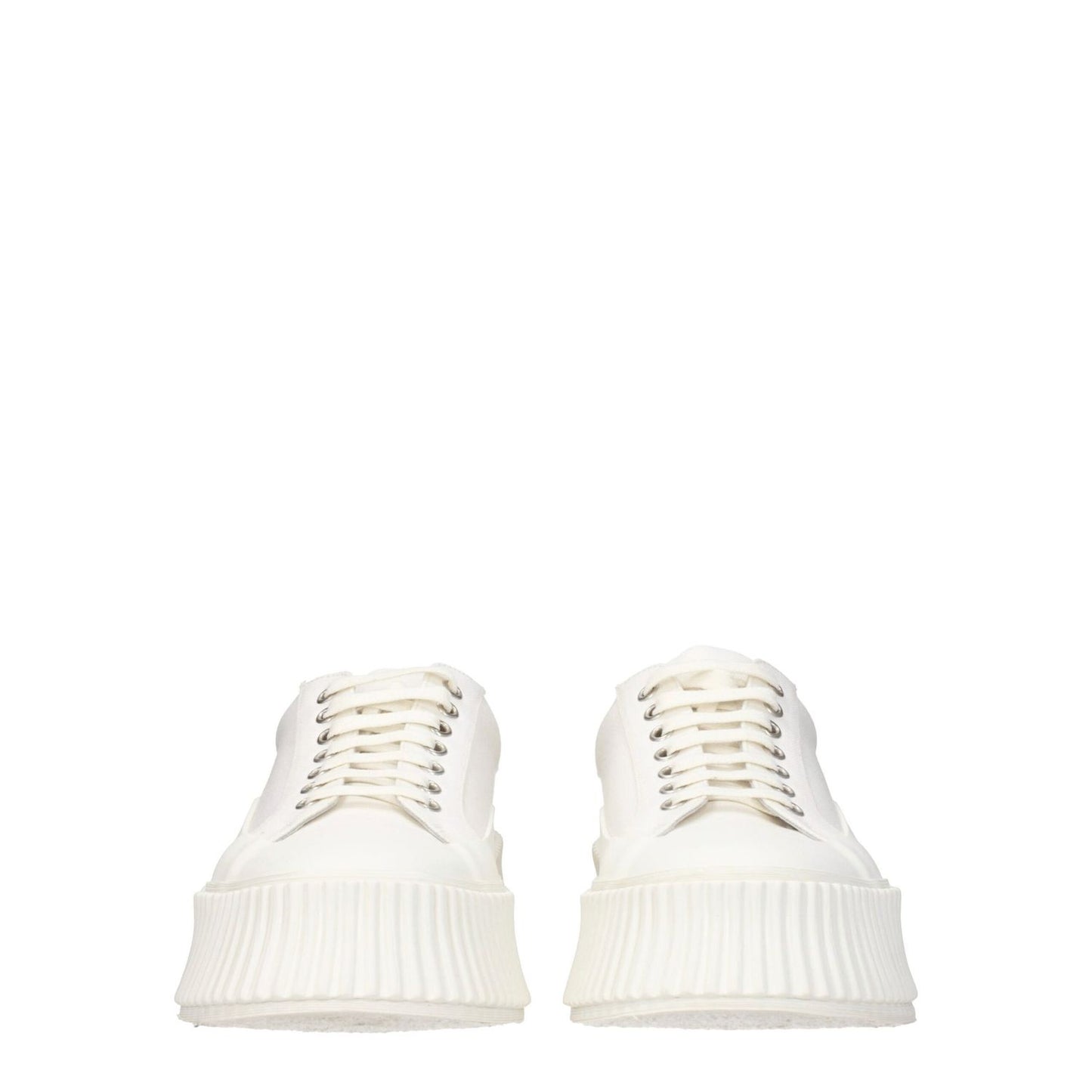 Jil Sander White Fabric Platform Sneakers