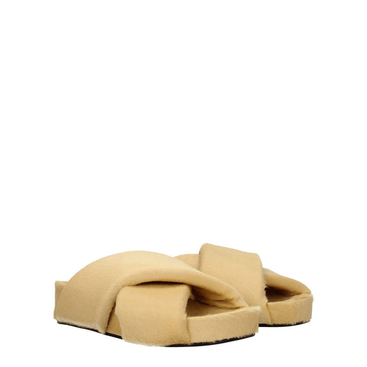Jil Sander Beige Horsehair Slippers Sandals JI-8547352871177-EU36/US6