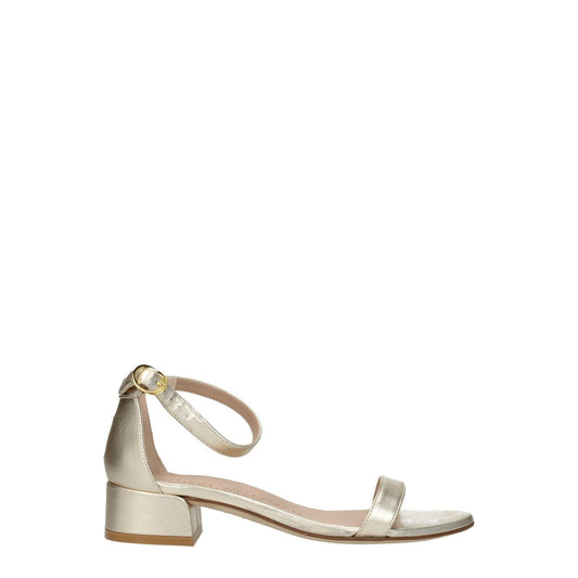 Stuart Weitzman Gold Leather Flat Sandals ST-8547354116361-EU36/US6
