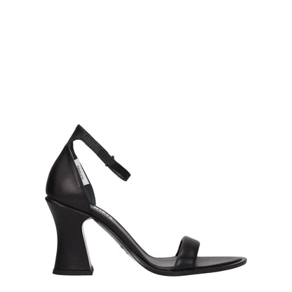 Premiata Black Leather Flat Sandals