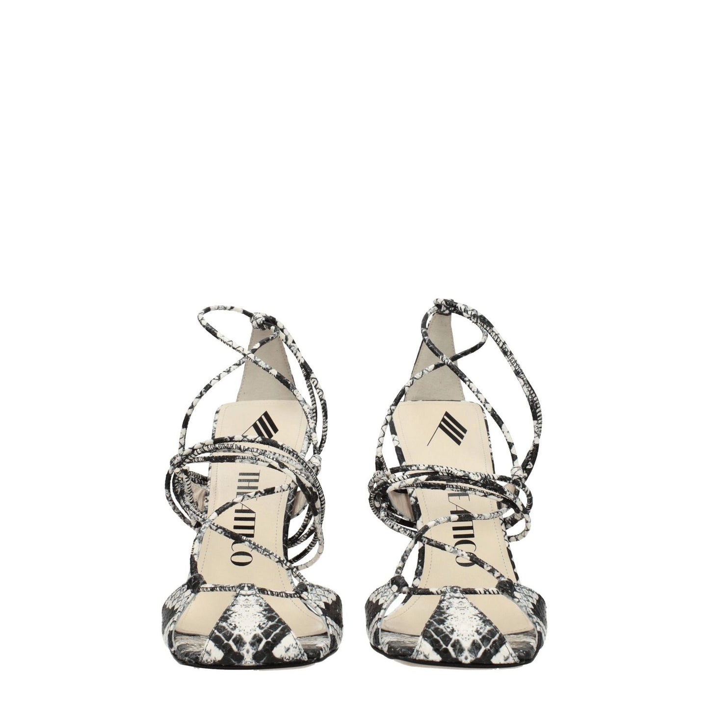 The Attico White Leather Stiletto Heel Sandals