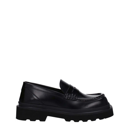 Dolce & Gabbana Black Leather Slip-On Loafers